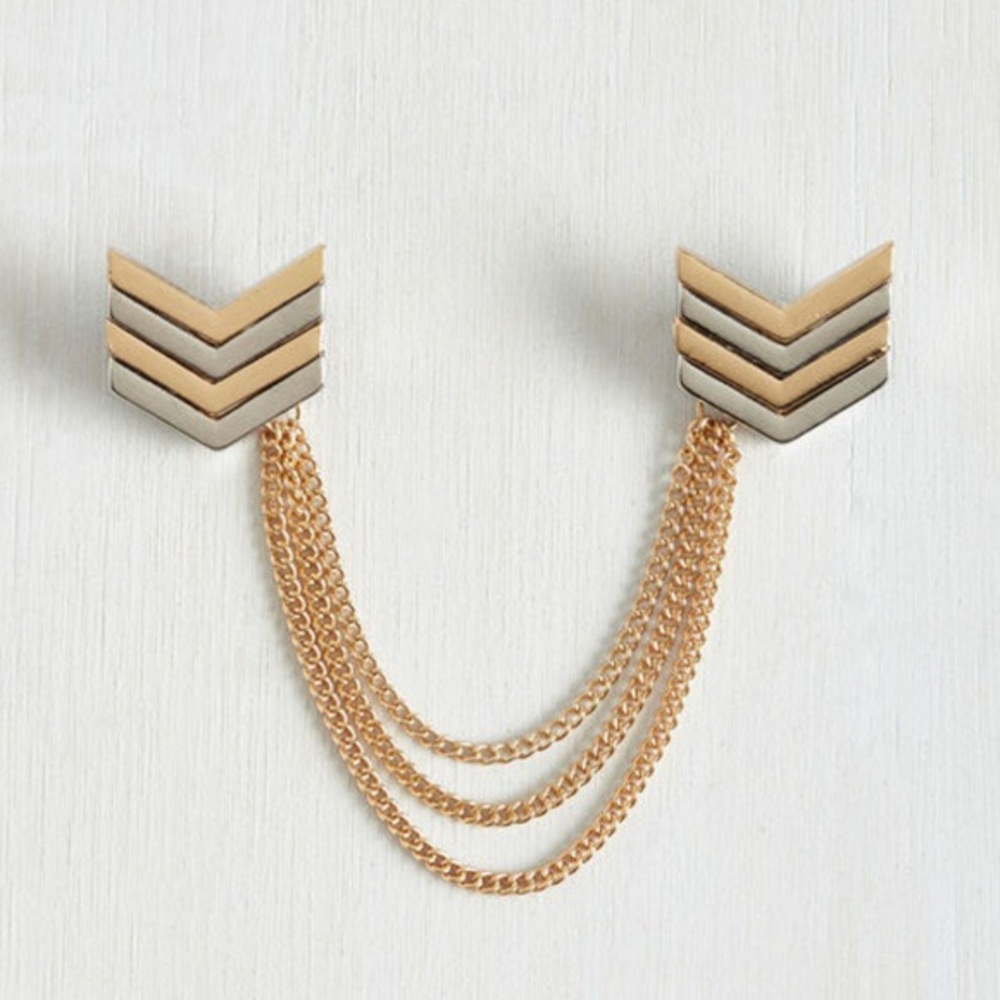 Modcloth Gold and Silver Chevron Collar Pins